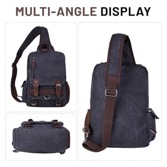 Canvas Crossbody Messenger Bag Sling Backpack Travel Shoulder Bag Tablet Bag main image 2